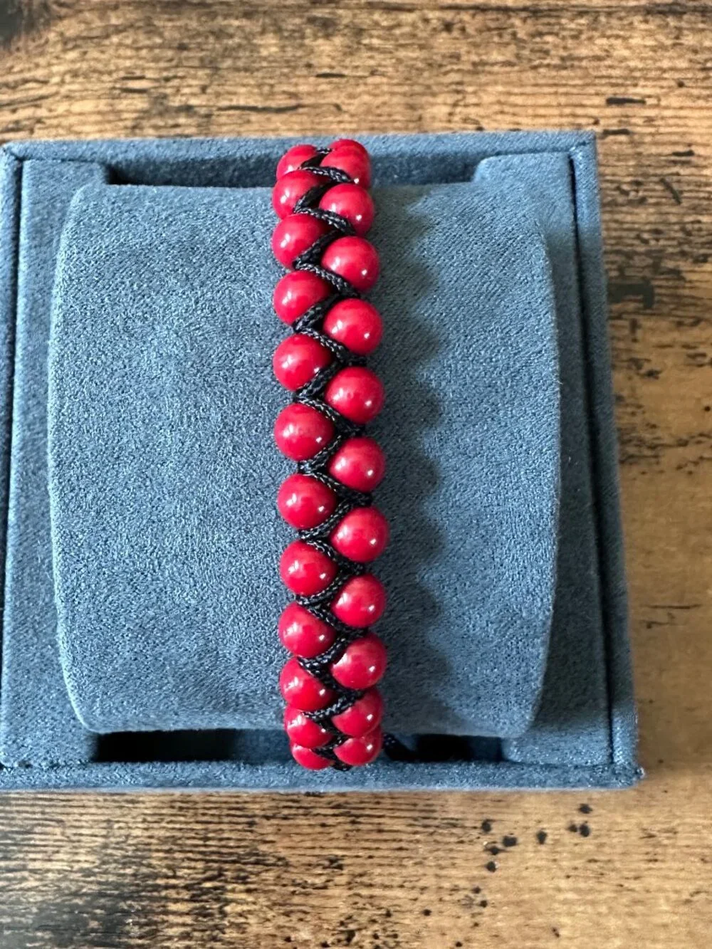 David Yurman Spiritual Beads Two-Row Woven Bracelet w/ Red Coral - RARE